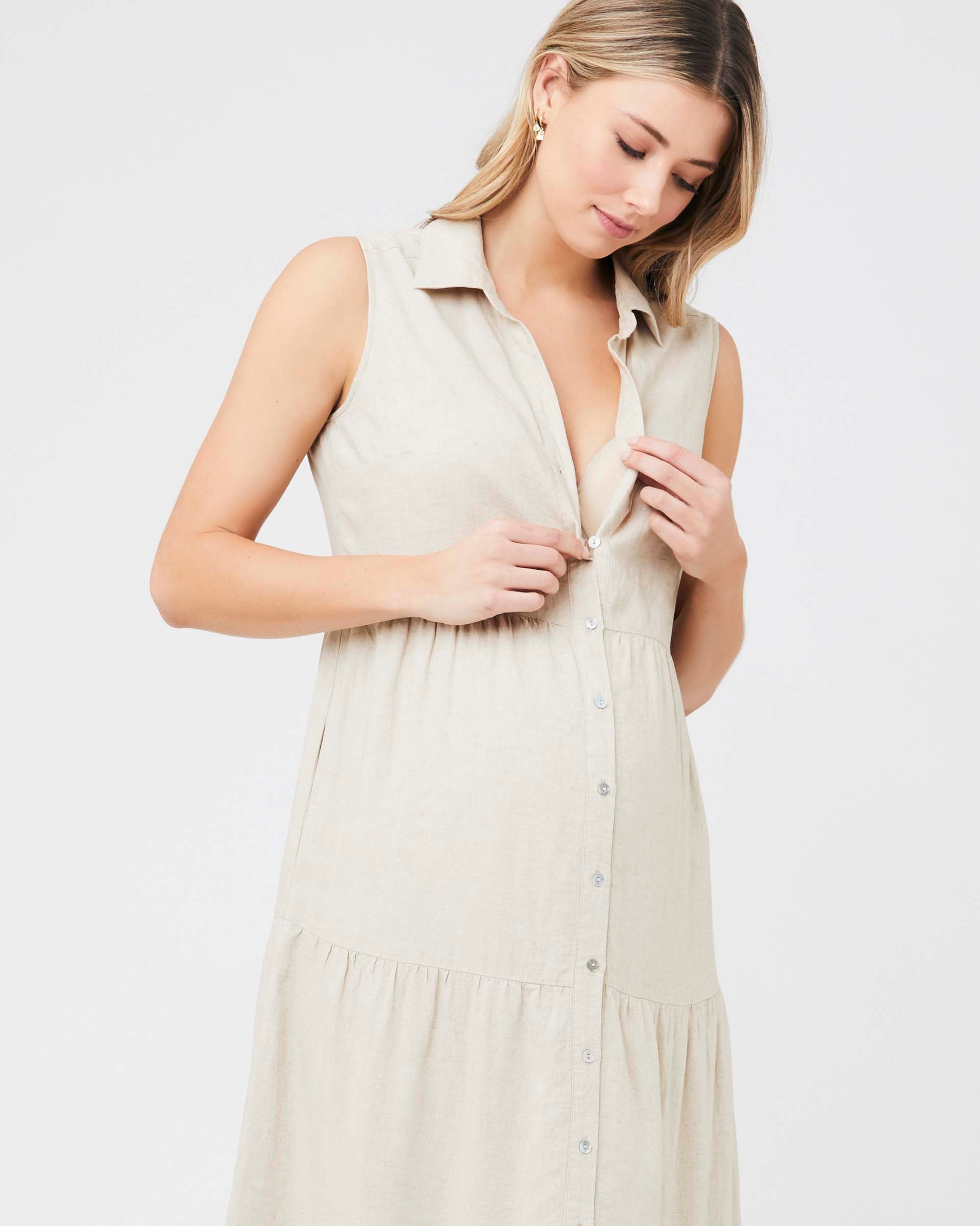 &#39;Tracy&#39; Tiered Nursing Dress - Natural