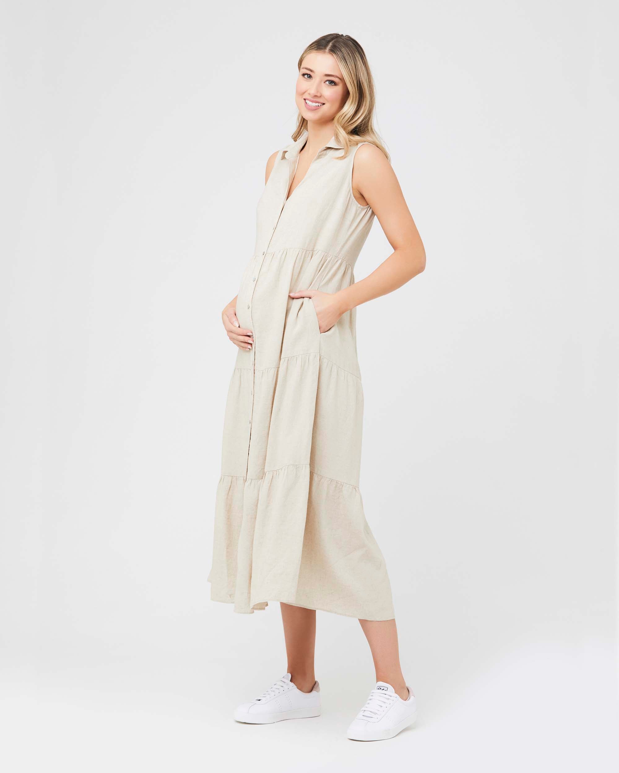 &#39;Tracy&#39; Tiered Nursing Dress - Natural
