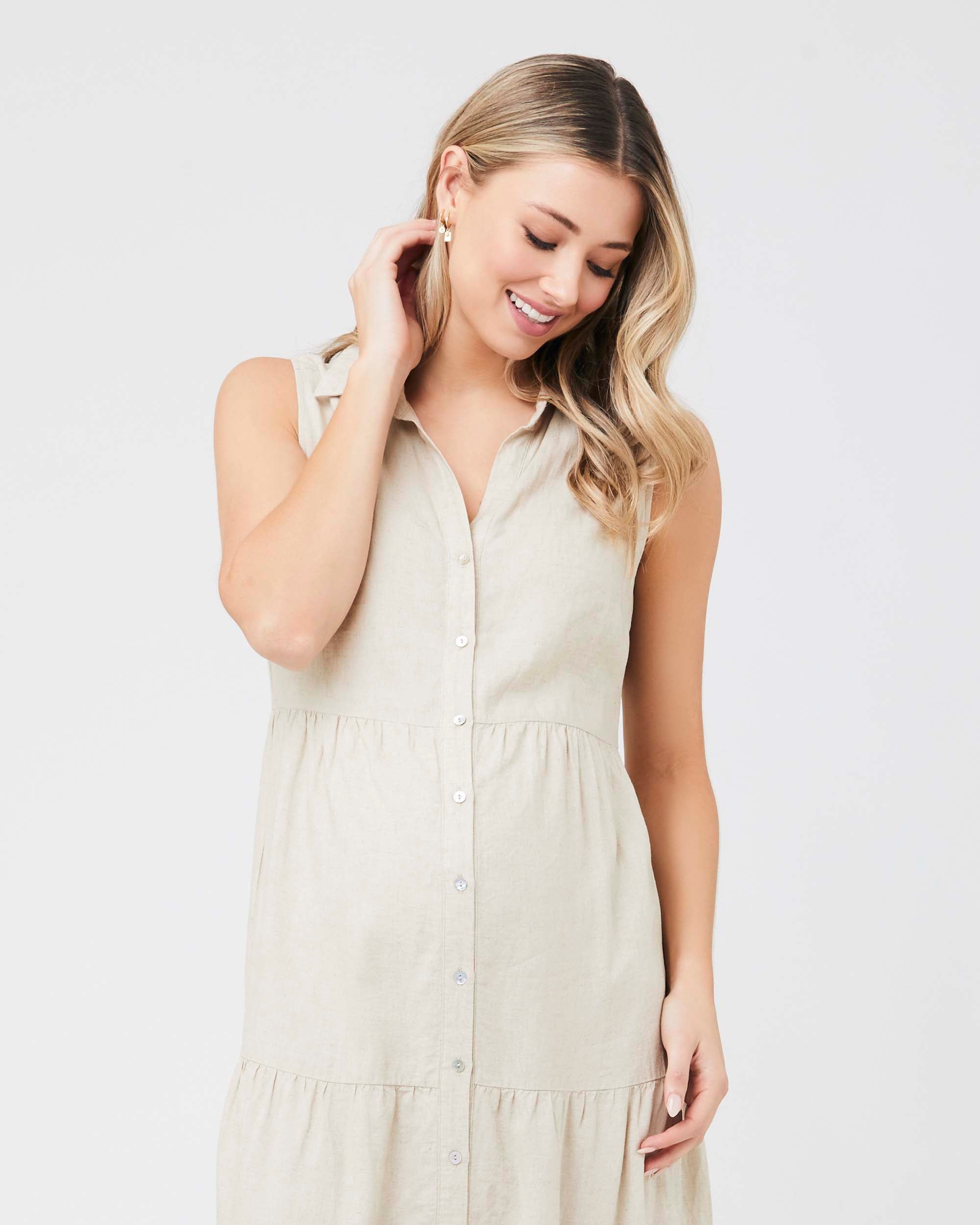 &#39;Tracy&#39; Tiered Nursing Dress - Natural
