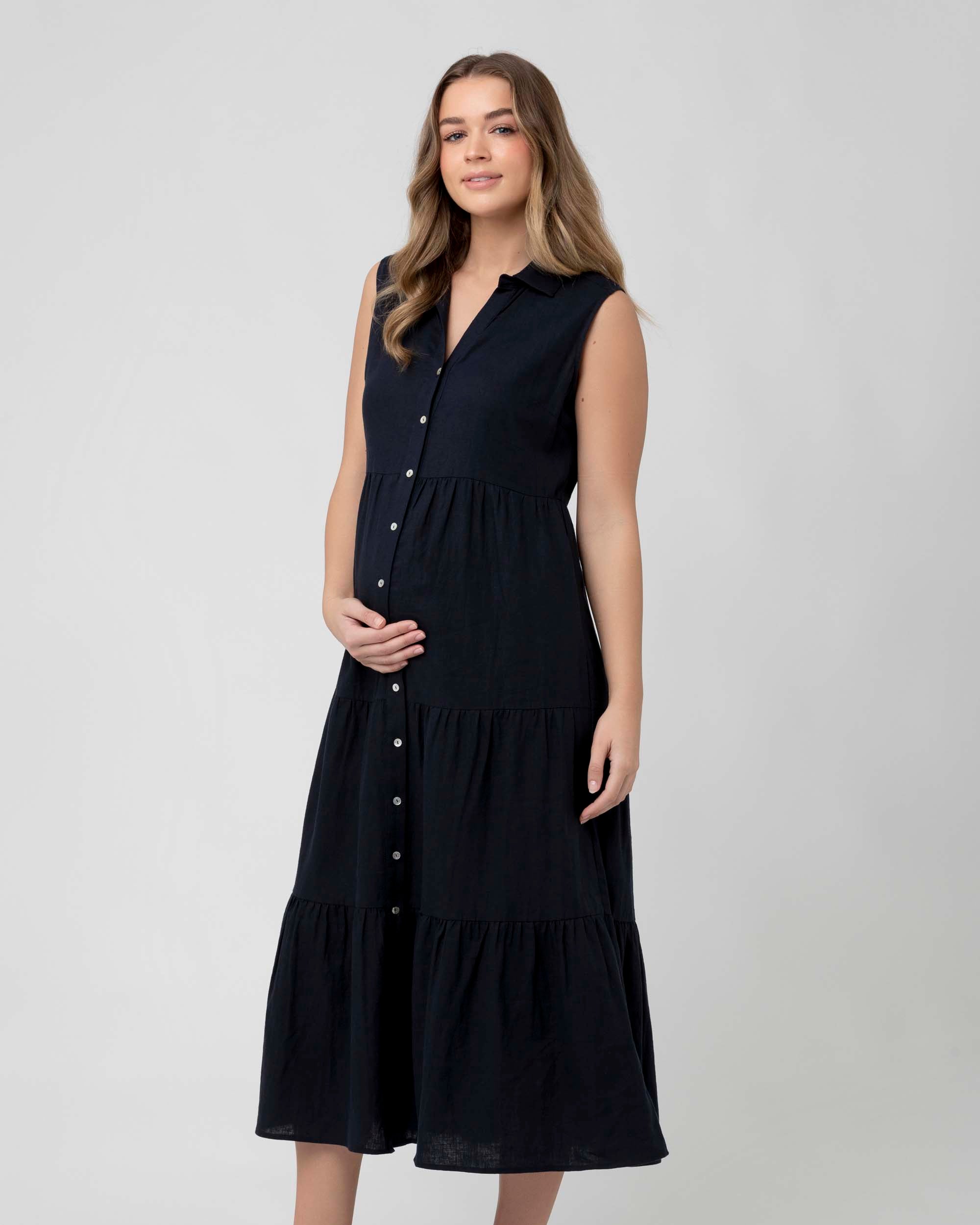 &#39;Tracy&#39; Tiered Nursing Dress - Navy
