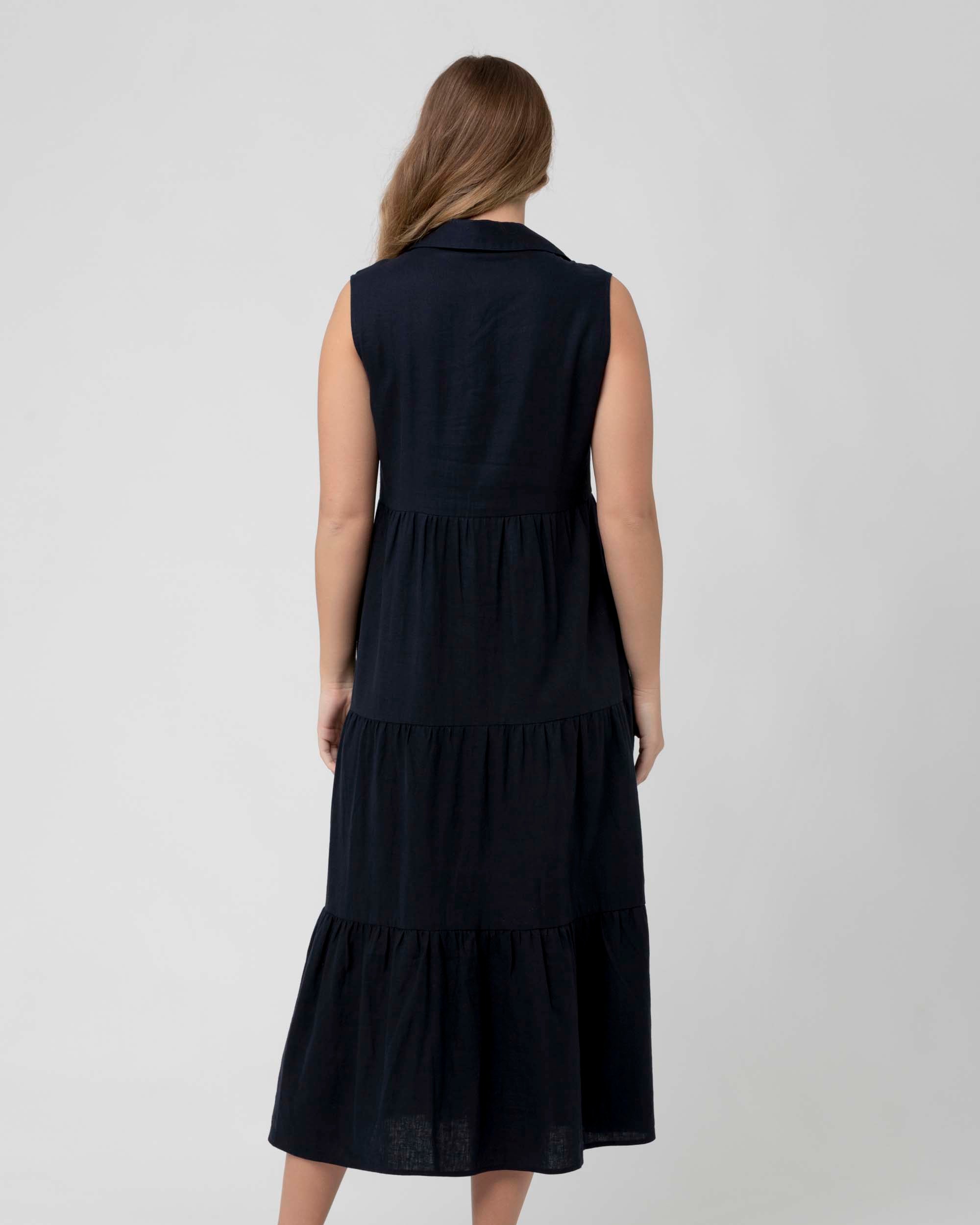 &#39;Tracy&#39; Tiered Nursing Dress - Navy