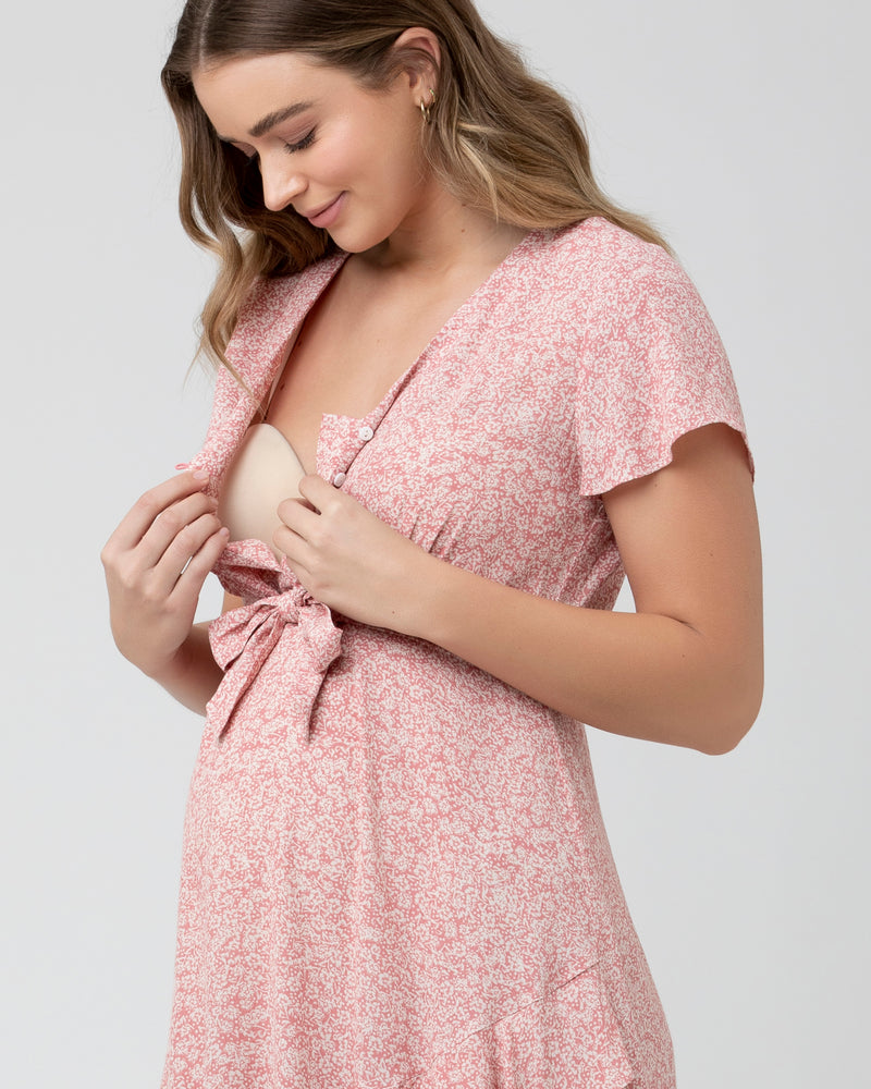Ripe Maternity 'Vanessa' Tie Front Dress - Dusty Coral Pink