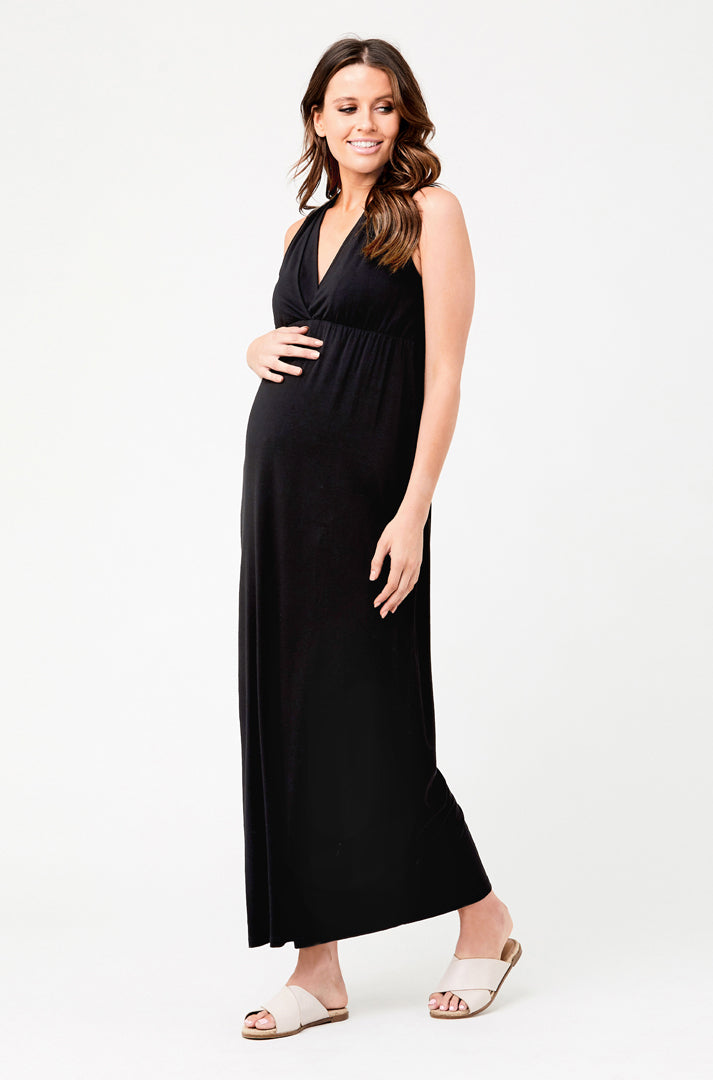 Ripe Maternity 'Virtue' Nursing Maxi Dress - Black