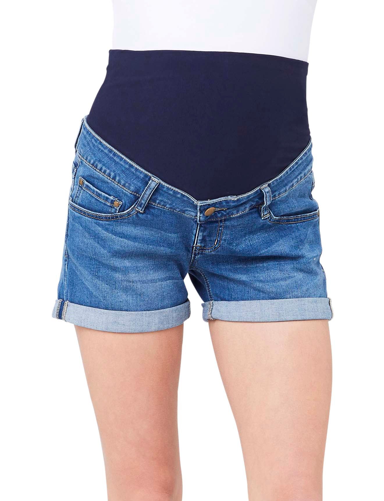 Denim Maternity Shorty-Shorts - Blue