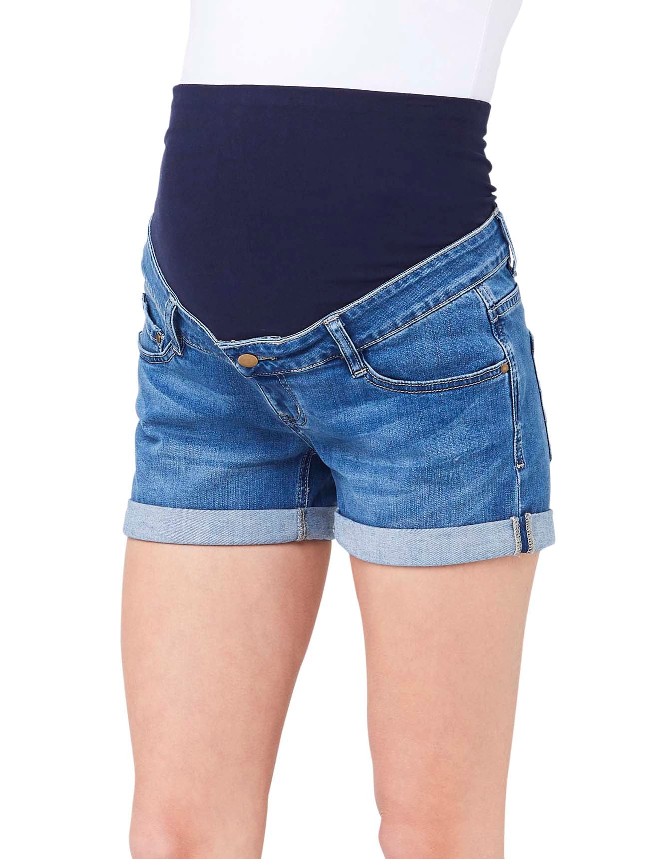 Denim Maternity Shorty-Shorts - Blue