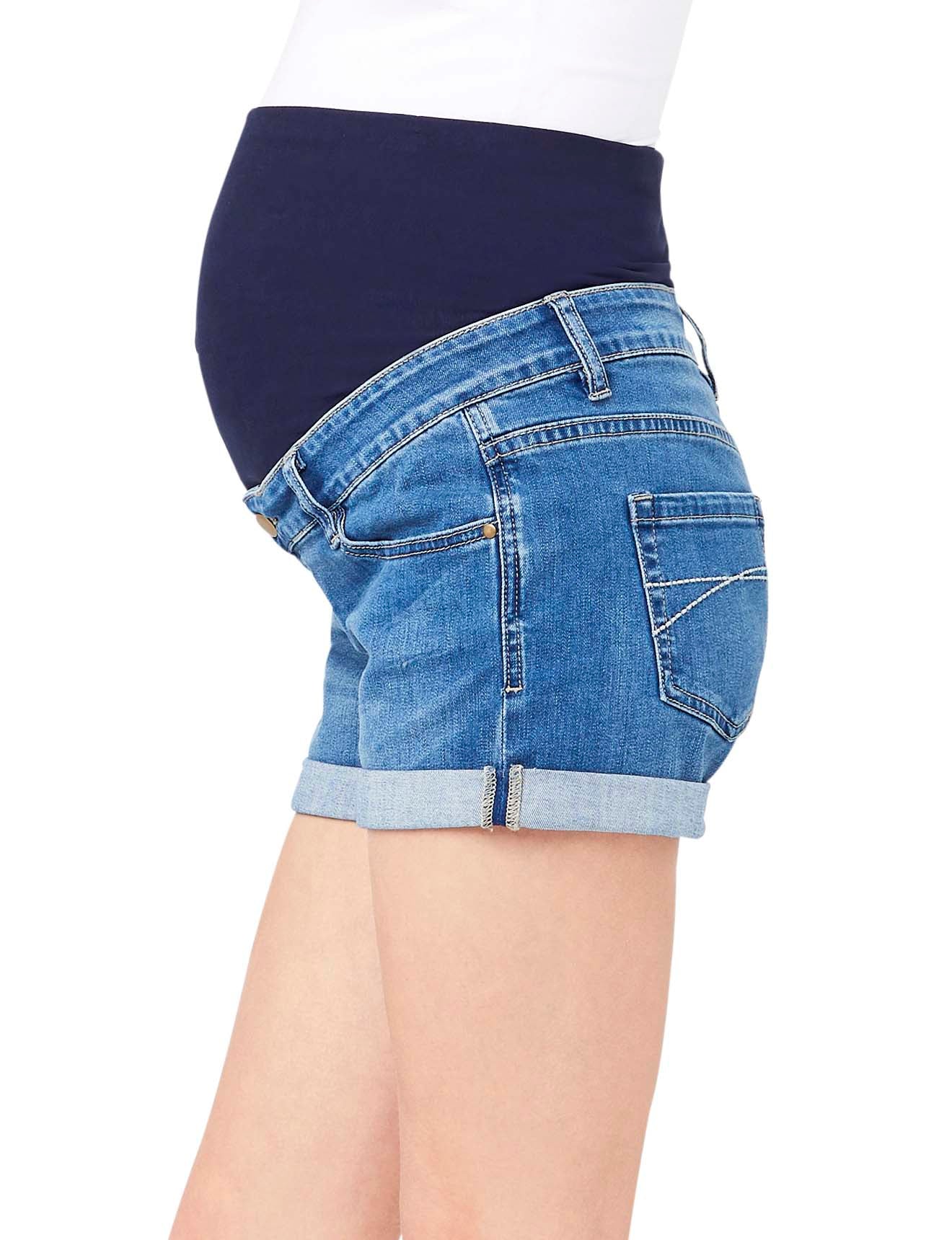 Denim Maternity Shorty-Shorts - Blue