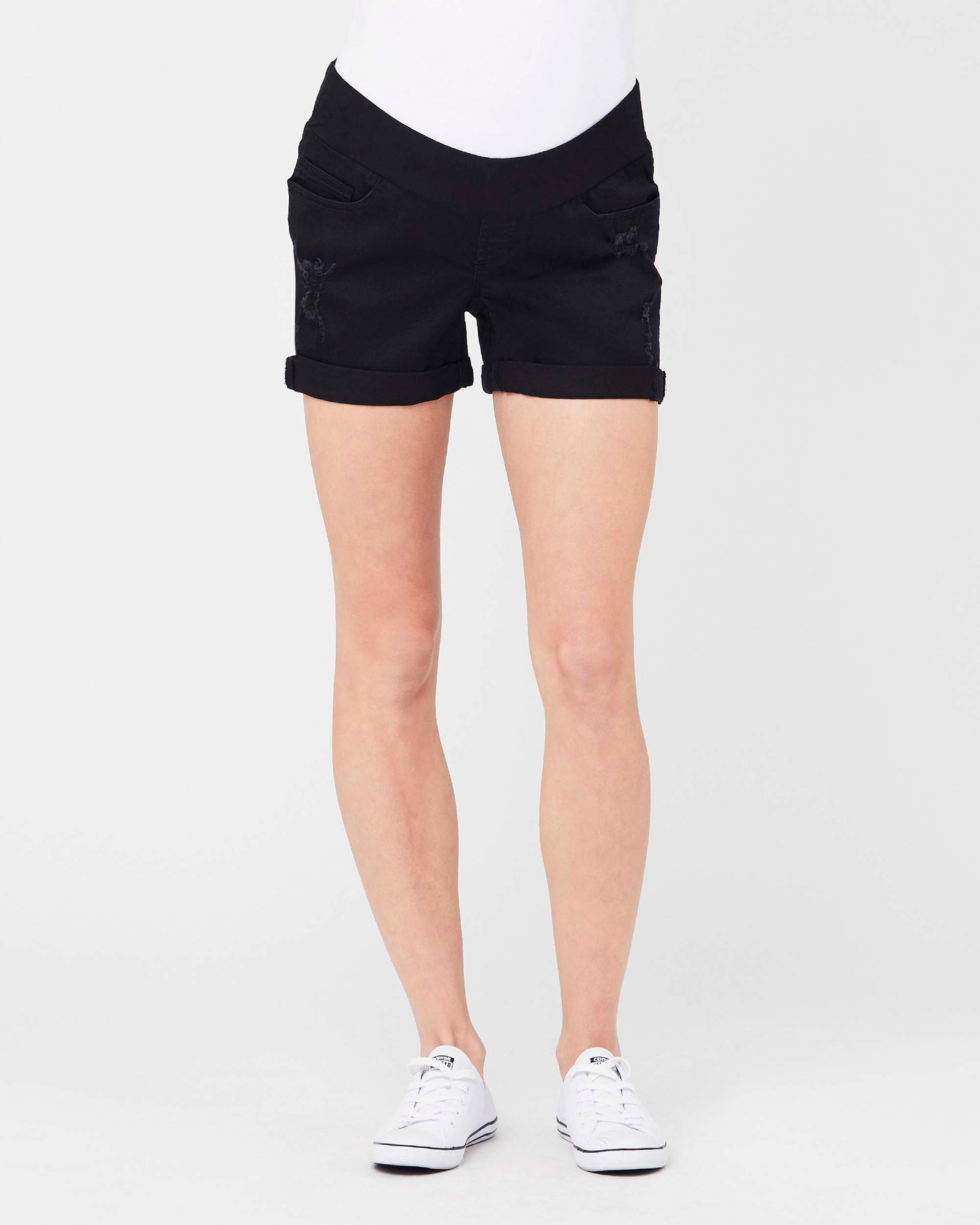 'Baxter' Boyfriend Maternity Shorts - Black