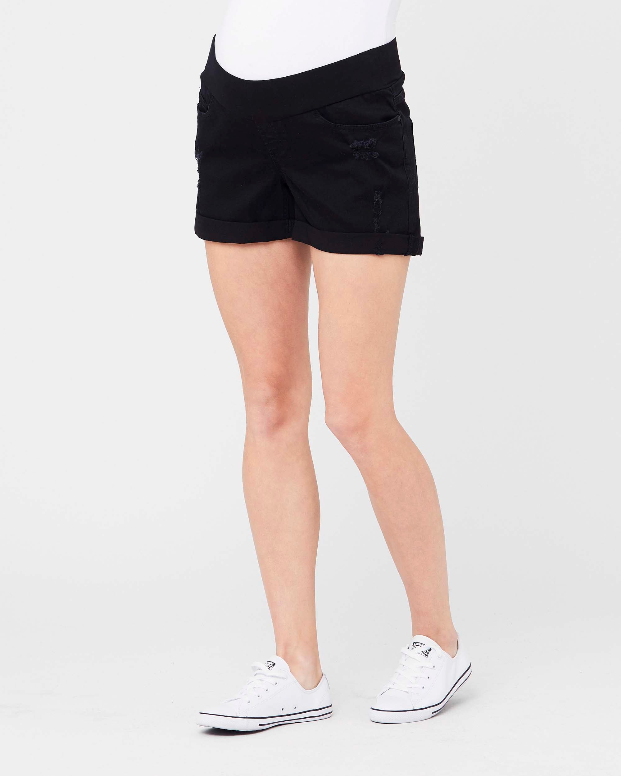 &#39;Baxter&#39; Boyfriend Maternity Shorts - Black
