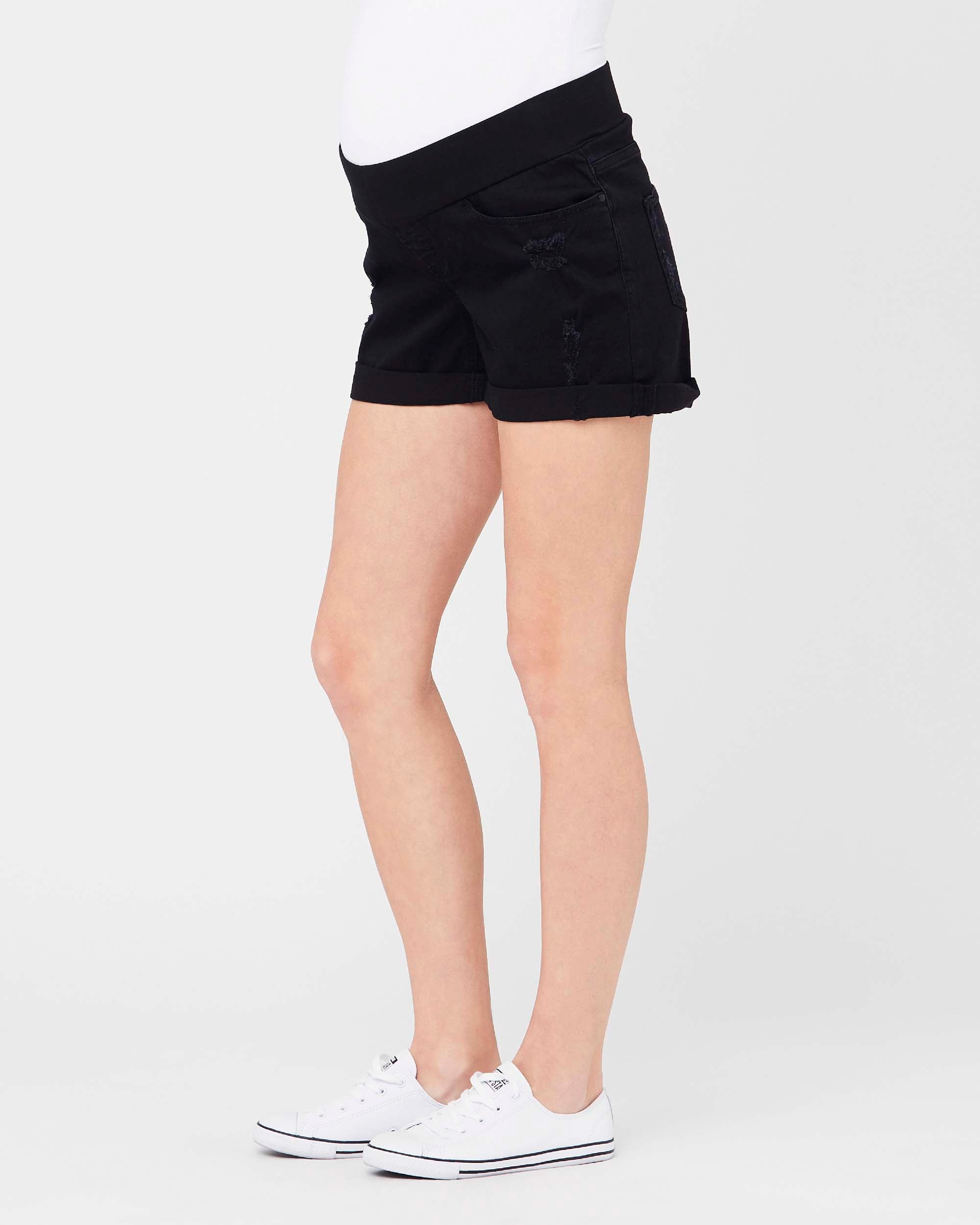 &#39;Baxter&#39; Boyfriend Maternity Shorts - Black