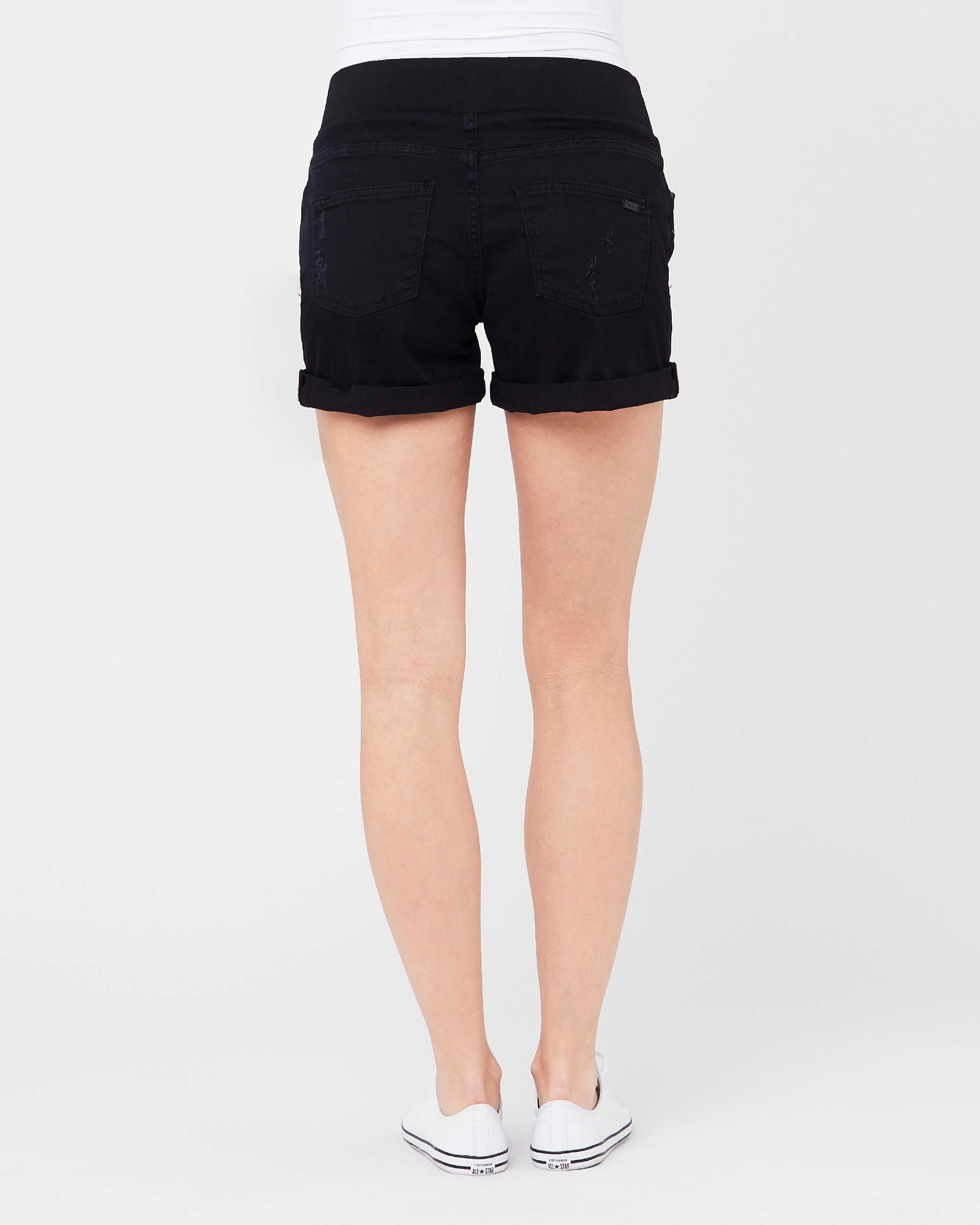 &#39;Baxter&#39; Boyfriend Maternity Shorts - Black