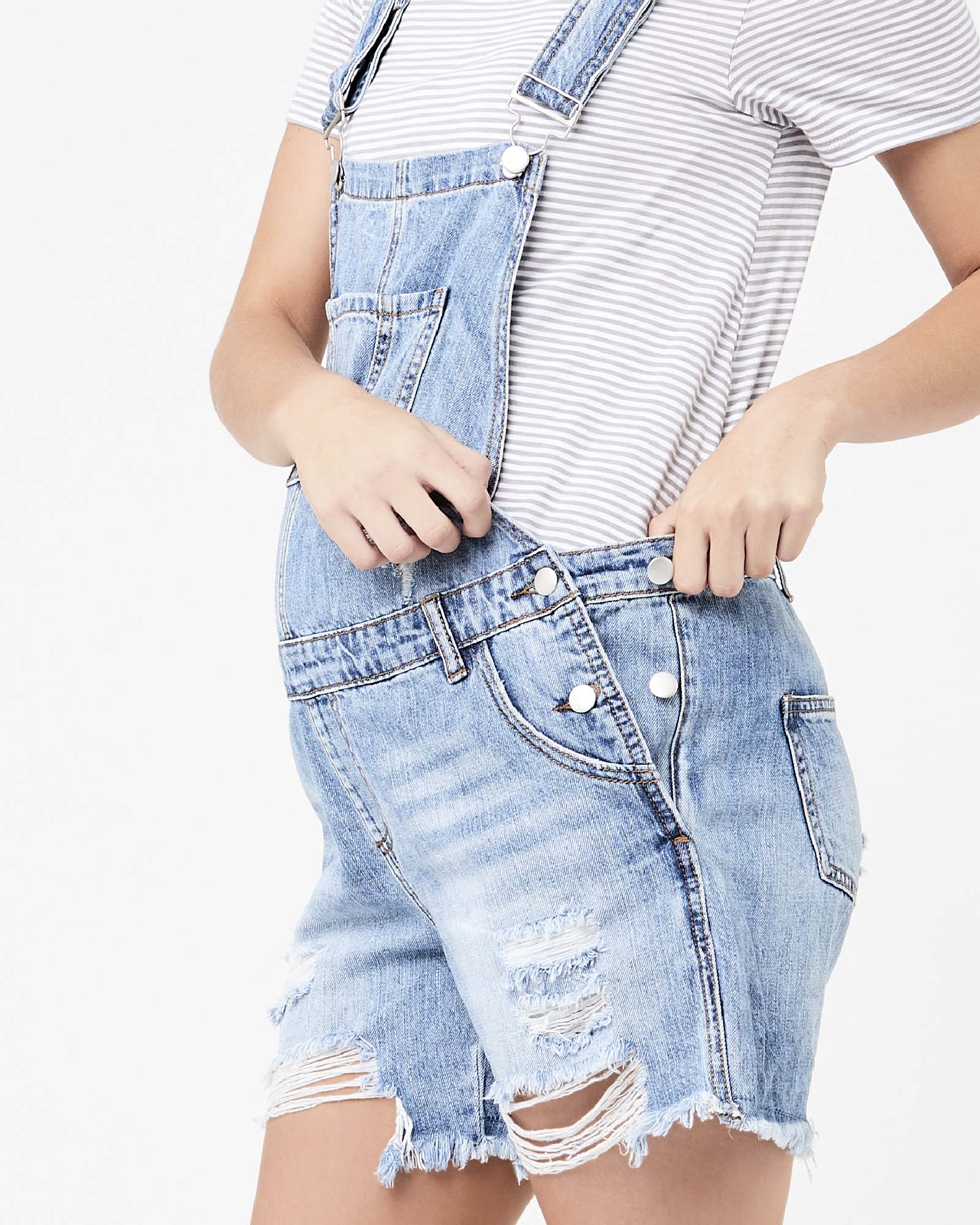 Ripe Maternity Denim Short Overalls Blue Little Miracles