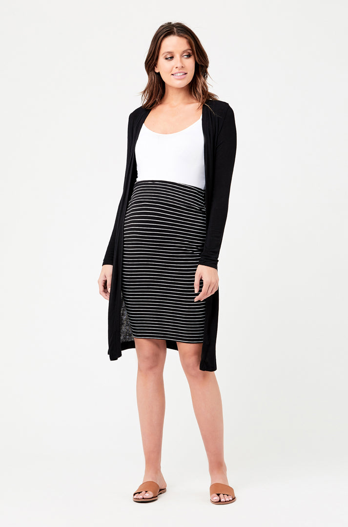 &#39;Mia&#39; Stripe Maternity Skirt - Black / Flint