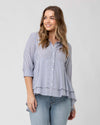 Ripe Maternity Stripe Layered Peplum Shirt - Navy / White