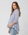 Ripe Maternity Stripe Layered Peplum Shirt - Navy / White