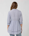 Layered Maternity Peplum Shirt - Navy / White