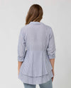 Ripe Maternity Stripe Layered Peplum Shirt - Navy / White
