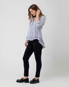 Layered Maternity Peplum Shirt - Navy / White