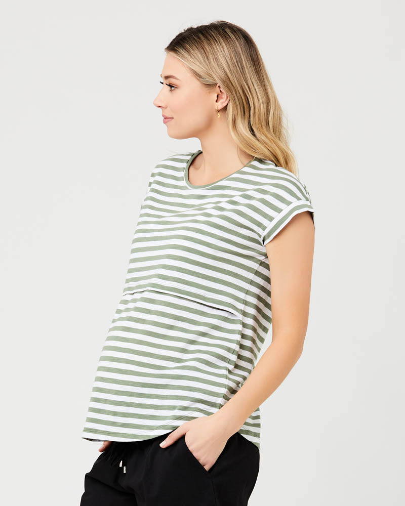 &#39;Lionel&#39; Nursing Tee - Moss/White