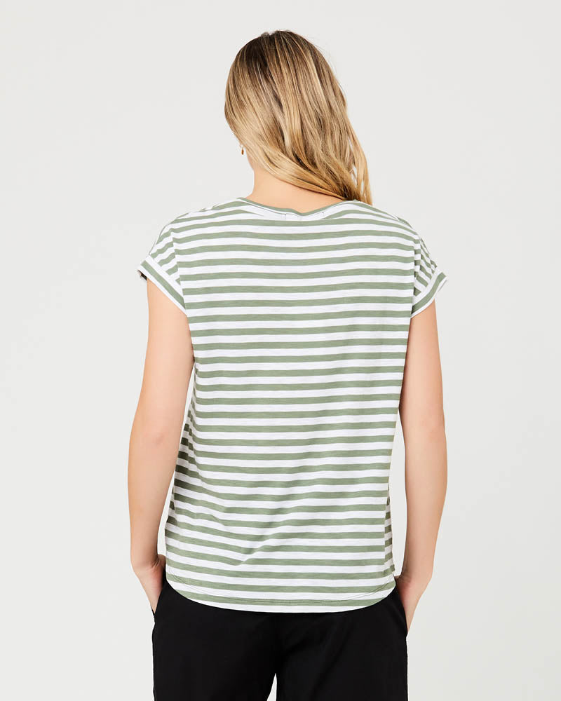 &#39;Lionel&#39; Nursing Tee - Moss/White