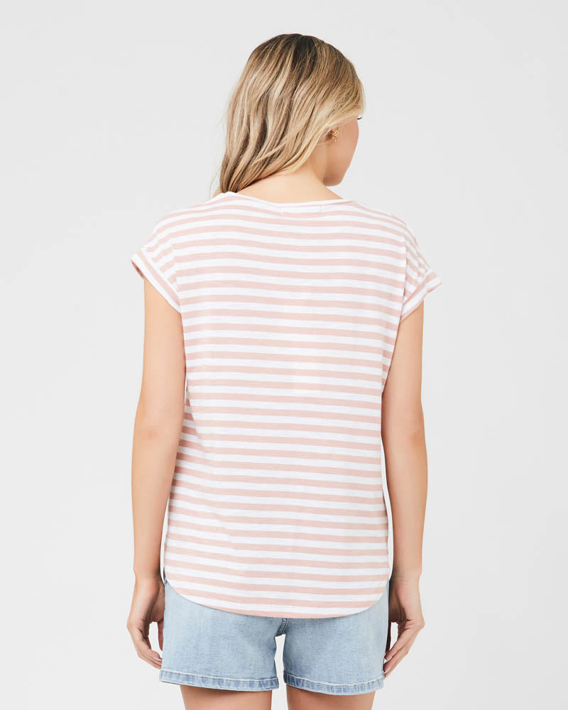 &#39;Lionel&#39; Nursing Tee - Dusty Pink/White