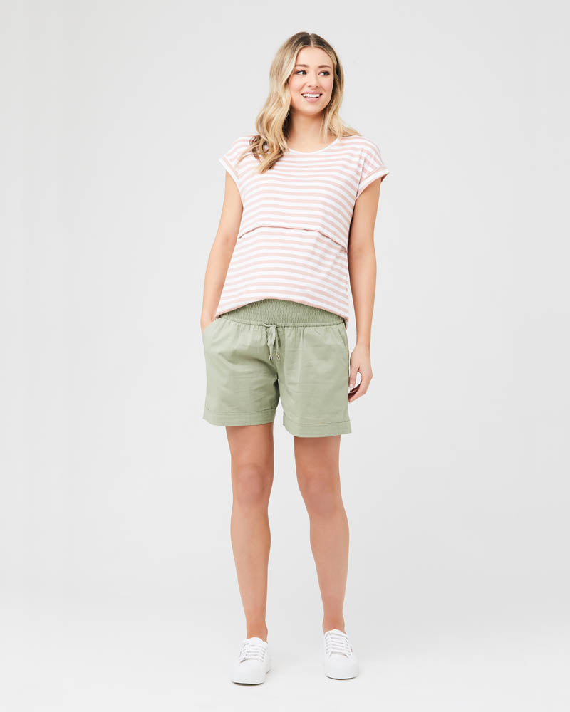 &#39;Lionel&#39; Nursing Tee - Dusty Pink/White