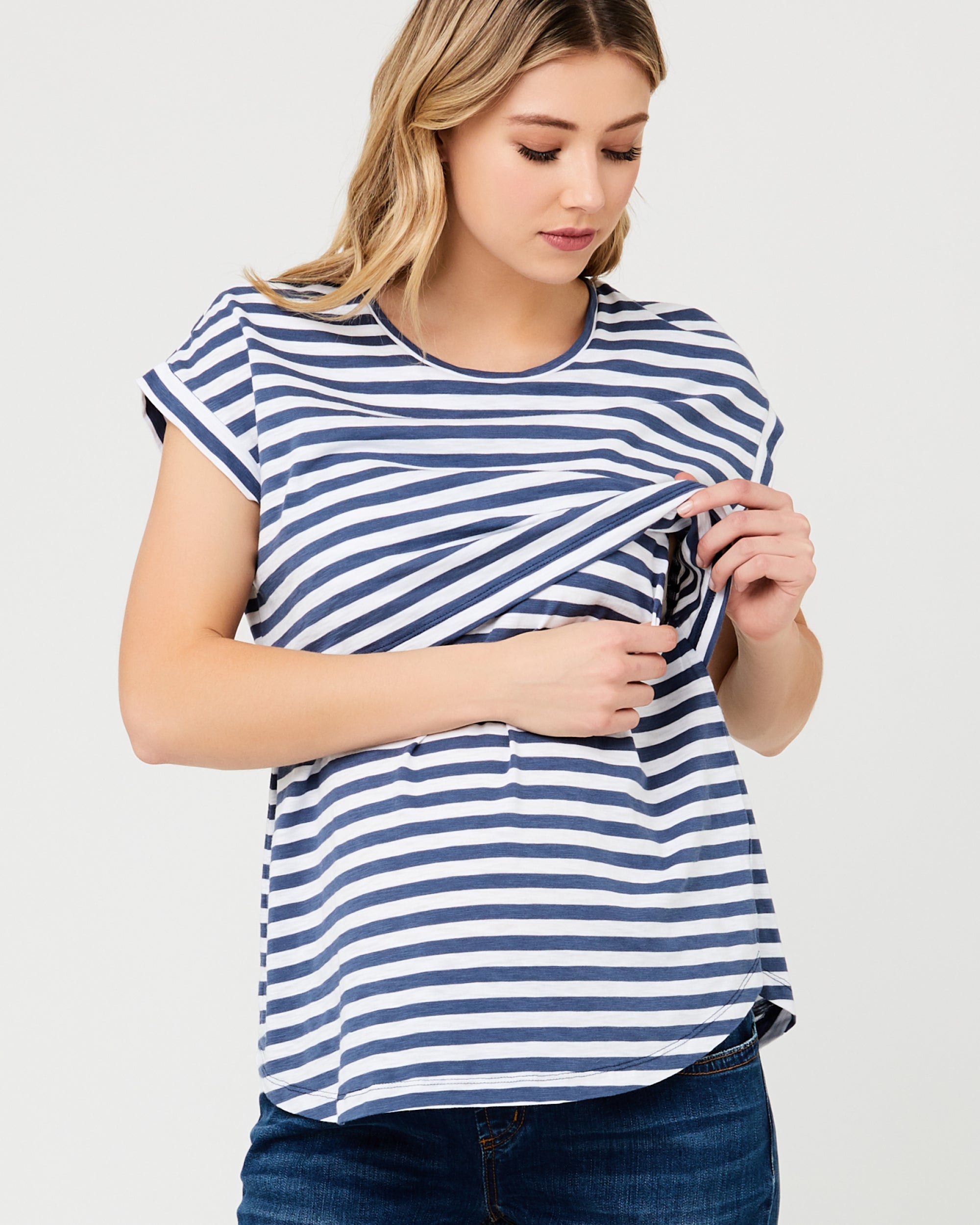 Ripe Maternity 'Lionel' Nursing Tee - Indigo/White