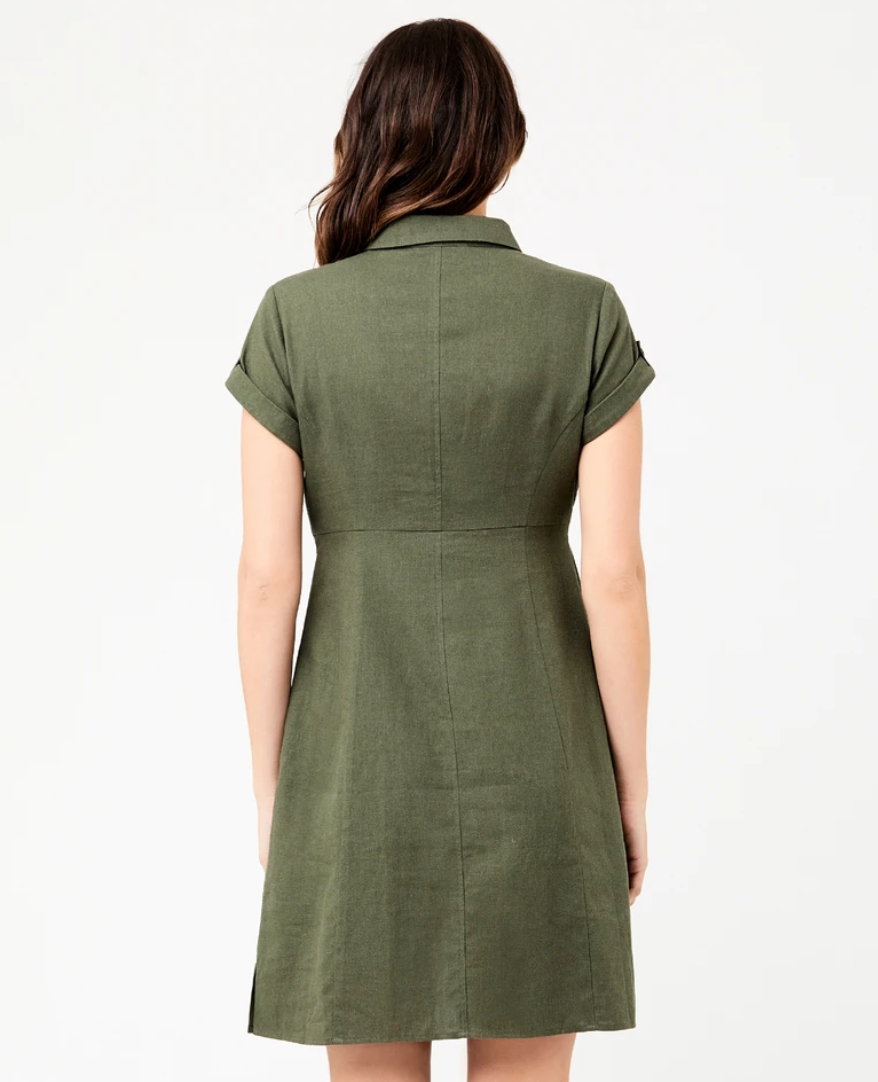 &#39;Colette&#39; Tie-Up Maternity Dress - Olive Green