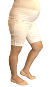 Szabo Maternity Cotton Knee Shorts - Raw Edge White