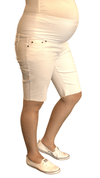 Szabo Maternity Cotton Knee Shorts - Raw Edge White