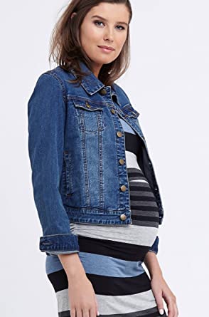 Maternity Denim Jacket with Side Zips