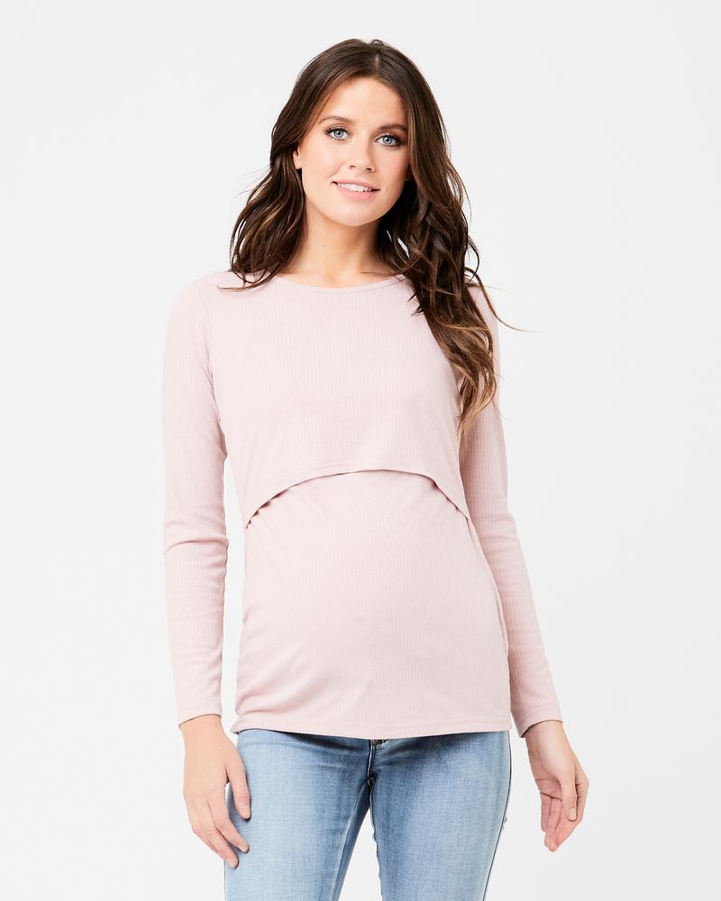 'Tessa' Rib Nursing Top - Dusty Pink