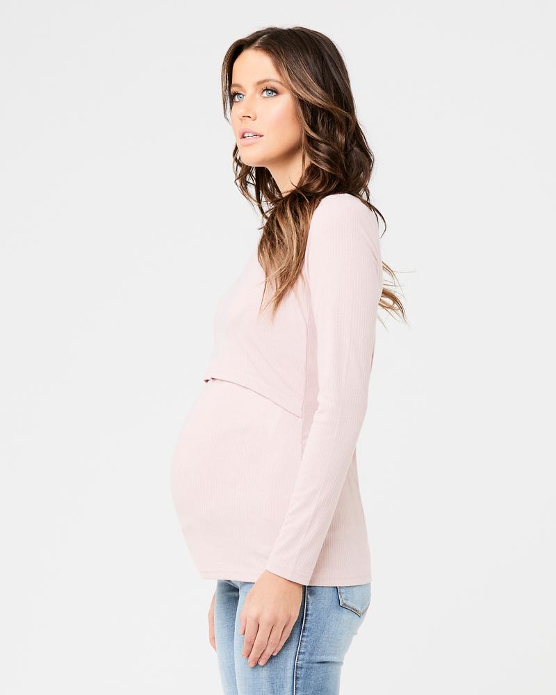 'Tessa' Rib Nursing Top - Dusty Pink