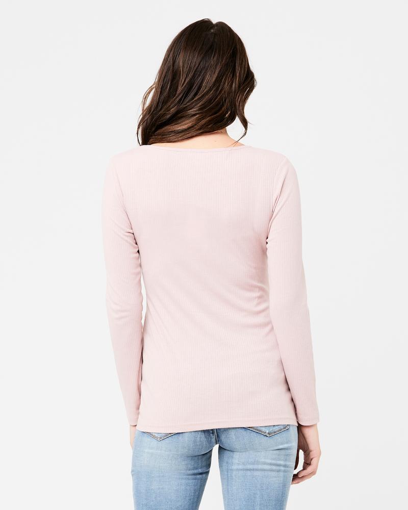 &#39;Tessa&#39; Rib Nursing Top - Dusty Pink