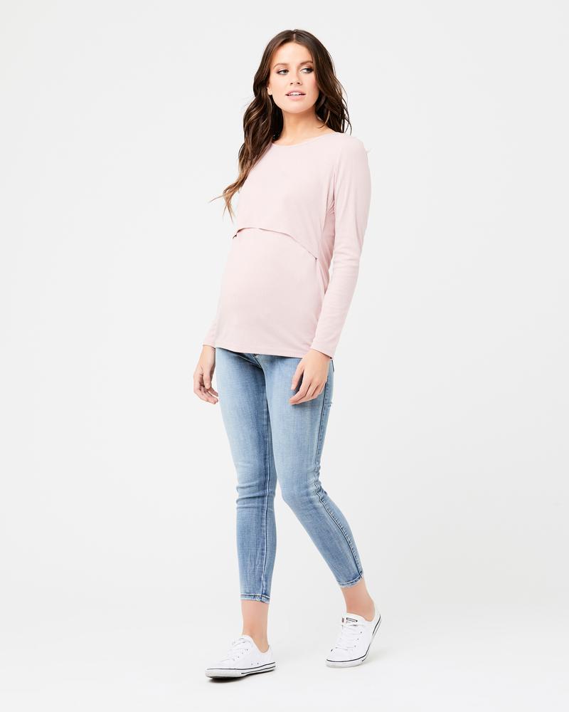 &#39;Tessa&#39; Rib Nursing Top - Dusty Pink