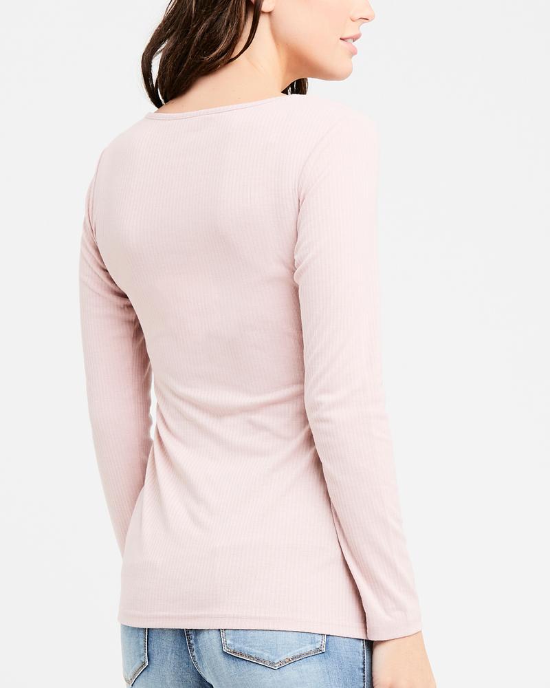 &#39;Tessa&#39; Rib Nursing Top - Dusty Pink