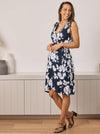 Angel Maternity Classic Wrap Feeding Dress - Navy Floral