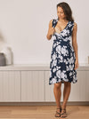 Angel Maternity Classic Wrap Feeding Dress - Navy Floral