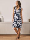 Angel Maternity Classic Wrap Feeding Dress - Navy Floral