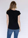 Angel Maternity Short Sleeved Petal Front Nursing Top - Black
