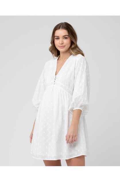 'Valentina' Maternity & Nursing Dress - White