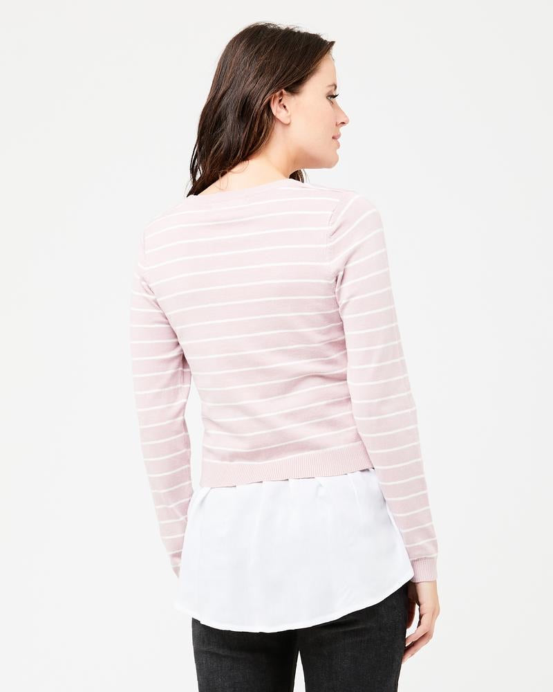 &#39;Sia&#39; Nursing Knit - Dusty Pink / White