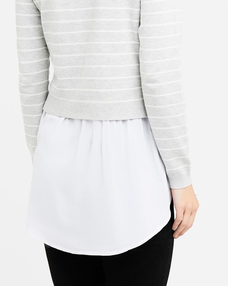 &#39;Sia&#39; Nursing Knit - Silver Marle / White