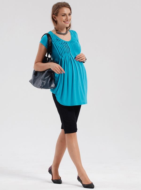 Maternity Cotton Knee Shorts - Black