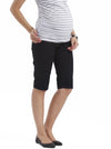 Angel Maternity Cotton Knee Shorts - Black