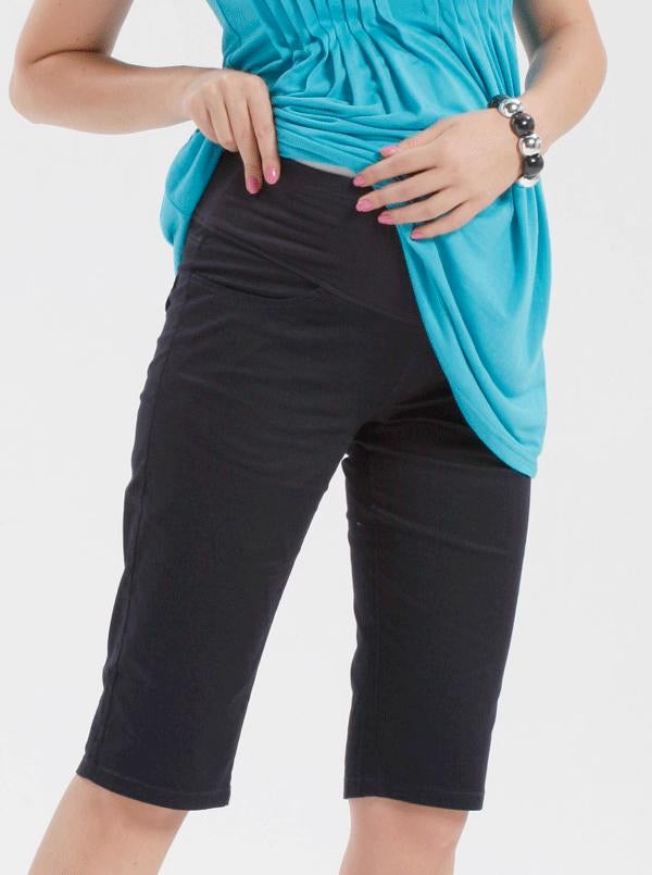 Maternity Cotton Knee Shorts - Black