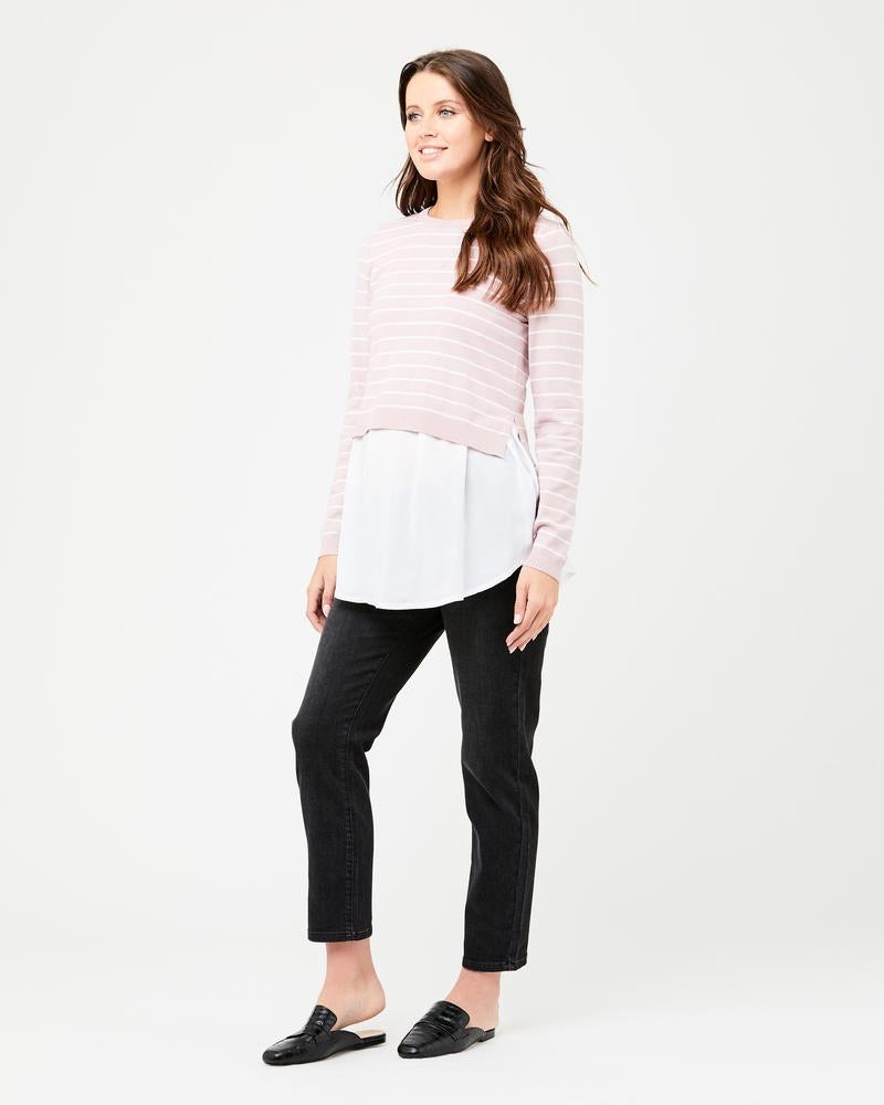 &#39;Sia&#39; Nursing Knit - Dusty Pink / White