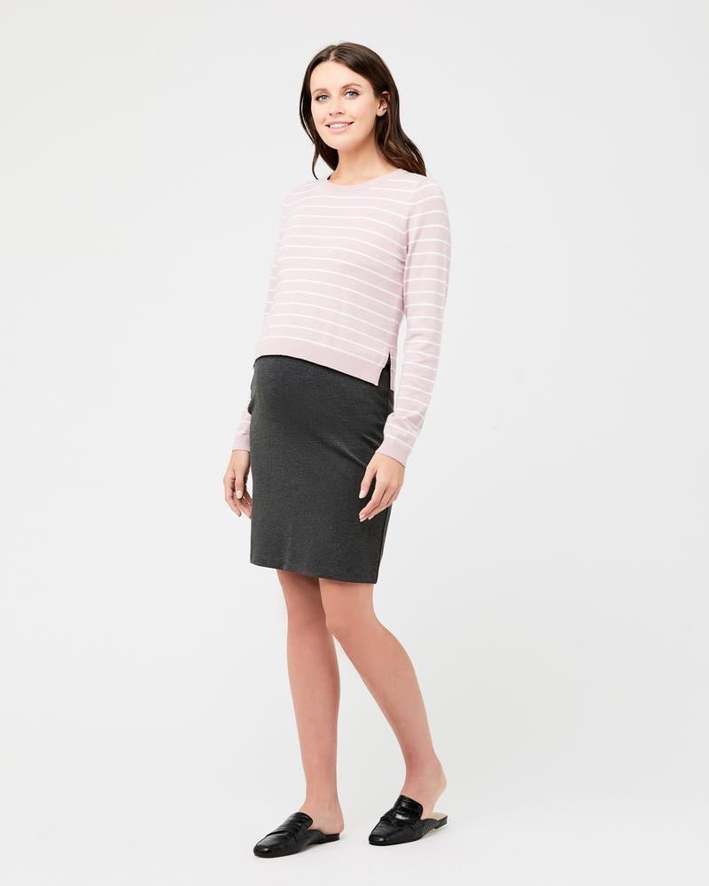 &#39;Sia&#39; Nursing Knit - Dusty Pink / White