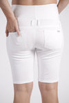 Szabo Maternity Cotton Knee Shorts - Raw Edge White